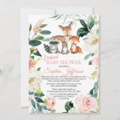 森林動物ウッドランドバーチャルベビーシャワー 招待状 (正面)