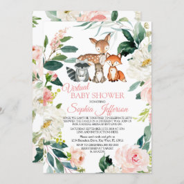 森林動物ウッドランドバーチャルベビーシャワー 招待状