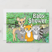 森林動物ウッドランド生き物ベビーシャワー 招待状 (正面)