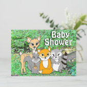 森林動物ウッドランド生き物ベビーシャワー 招待状 (スタンド正面)