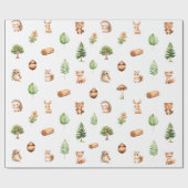 森林動物ウッドランド男の赤ちゃんシャワー ラッピングペーパー (フラット)