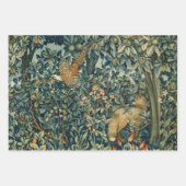森林動物キジ,キツネ,ライオン,ウサギ,緑のフローラ ラッピングペーパーシート (正面2)