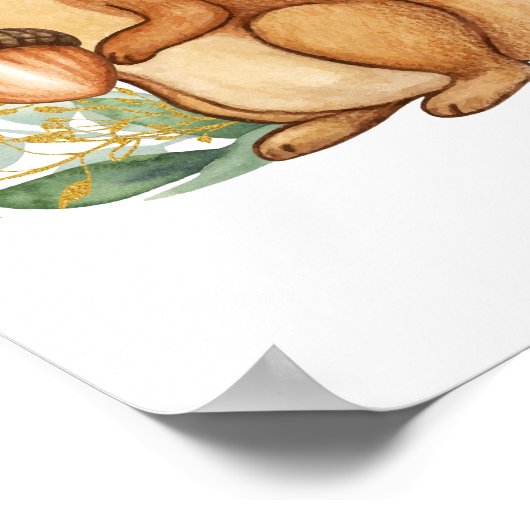 森林動物キッズルームポスターリス子供部屋 ポスター (角)