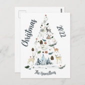 森林動物クリスマスツリー葉書 ポストカード (正面/裏面)