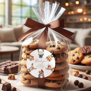 森林動物クリスマス冬の誕生日 ラウンドシール