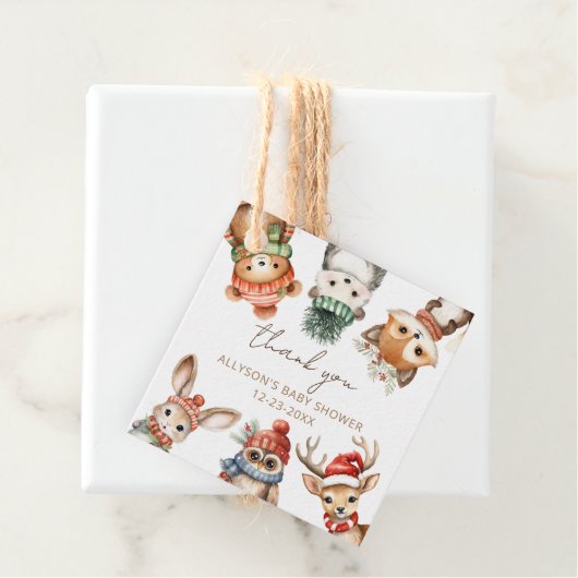 森林動物クリスマス冬の赤ちゃんシャワー フェイバータグ (インサイチュ)