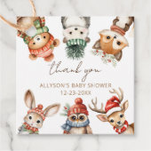 森林動物クリスマス冬の赤ちゃんシャワー フェイバータグ (正面)