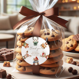 森林動物クリスマス冬の赤ちゃんシャワー ラウンドシール