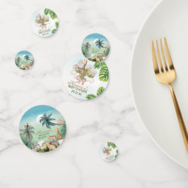 森林動物ジャングル緑の赤ちゃんシャワー コンフェッティ