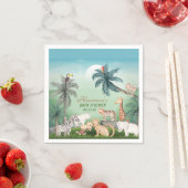 森林動物ジャングル緑の赤ちゃんシャワー スタンダードカクテルナプキン (インサイチュ)