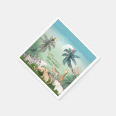 森林動物ジャングル緑の赤ちゃんシャワー スタンダードカクテルナプキン (角)