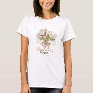 森林動物ジャングル緑の赤ちゃんシャワー Tシャツ