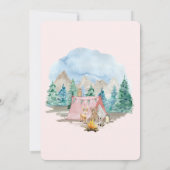 森林動物ディアベアフローラガールベビーシャワー 招待状 (裏面)