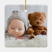 森林動物トラック写真ベビーの初めてのクリスマス セラミックオーナメント (裏面)