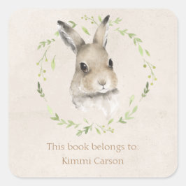 森林動物バニーこの本は名前に属する スクエアシール
