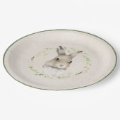 森林動物バニーウサギ緑の赤ちゃんシャワー ペーパープレート (アングル)