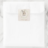 森林動物バニーラビットウォーターカラーありがとう スクエアシール (バッグ)