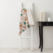 森林動物パターン雪の木の茶色 シェルパブランケット (インサイチュ)