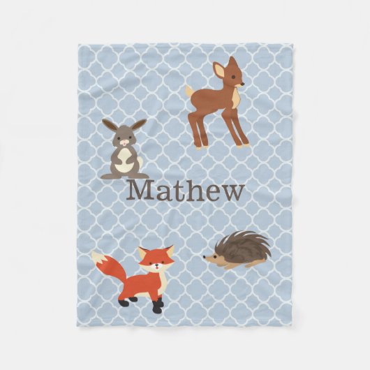 森林動物パーソナライズされたフリースブランケット フリースブランケット (正面)