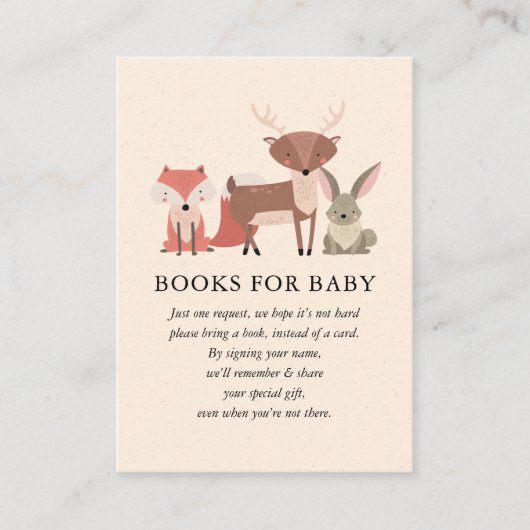 森林動物ブックリクエスト森の赤ちゃんシャワー エンクロージャーカード (正面)
