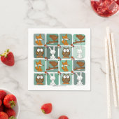 森林動物ブロックパターン スタンダードカクテルナプキン (インサイチュ)