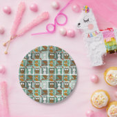 森林動物ブロックパターン ペーパープレート (パーティー)