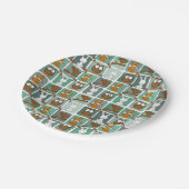 森林動物ブロックパターン ペーパープレート (アングル)