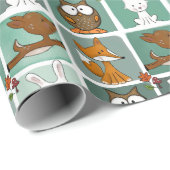 森林動物ブロックパターン ラッピングペーパー (ロールコーナー)