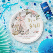 森林動物ボホ族の少女ベビーシャワー ペーパープレート (パーティー)