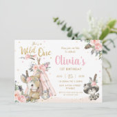 森林動物ボホ族野生1歳の誕生日 招待状 (スタンド正面)