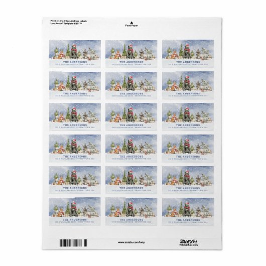 森林動物ラベル ラベル (フルシート)