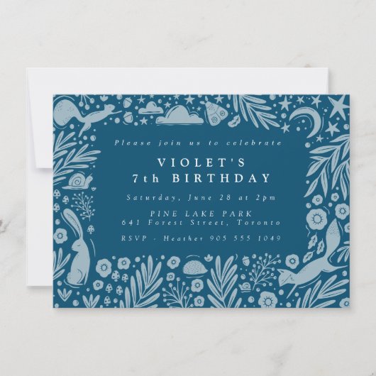 森林動物リノカット縁ど ノートカード (正面)