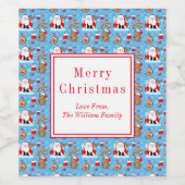 森林動物付きサンタ ワインラベル (シングルラベル)