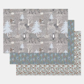 森林動物冬木包み紙シート ラッピングペーパーシート