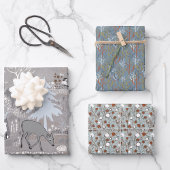 森林動物冬木包み紙シート ラッピングペーパーシート