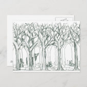 森林動物冬木雪うさぎたち鹿 ポストカード (正面/裏面)