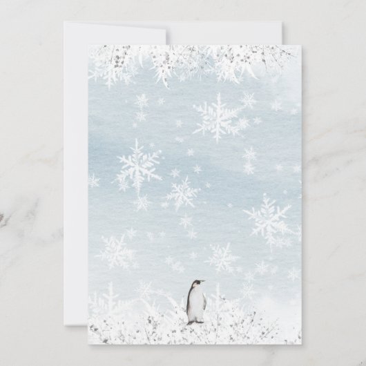 森林動物北極動物冬の赤ちゃんシャワー 招待状 (裏面)