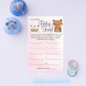 森林動物推測ベビー食品シャワーゲームカード チラシ (シングル)