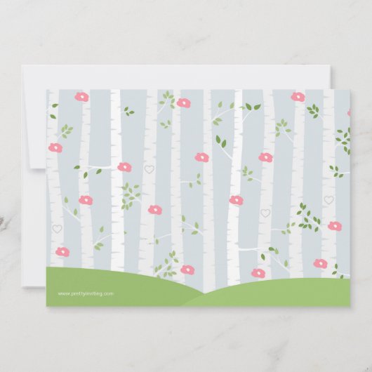 森林動物春か夏の女の子のベビーシャワー 招待状 (裏面)