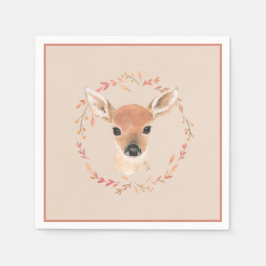 森林動物水彩赤ちゃんミニマルシャワー スタンダードカクテルナプキン