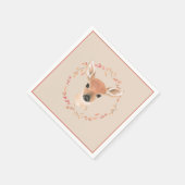 森林動物水彩赤ちゃんミニマルシャワー スタンダードカクテルナプキン (角)