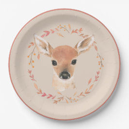 森林動物水彩赤ちゃんミニマルシャワー ペーパープレート
