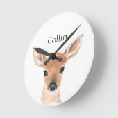 森林動物水彩鹿名子供部屋 ラウンド壁時計 (傾斜)