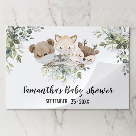 森林動物社会距離紙ランチョンマット ペーパーパッド (折り畳み)