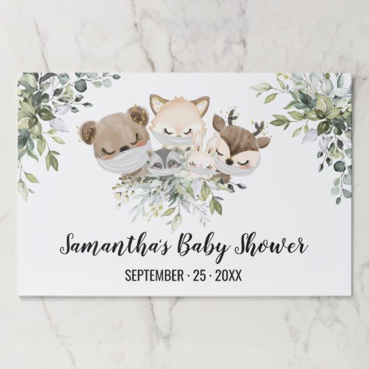 森林動物社会距離紙ランチョンマット ペーパーパッド (正面)