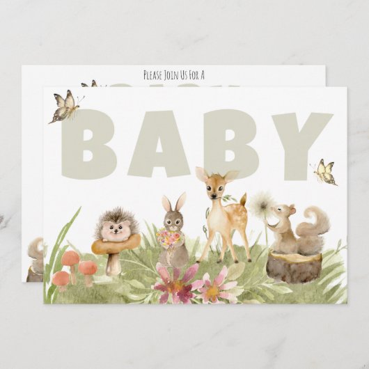 *~*森林動物素朴のベビーシャワー 招待状