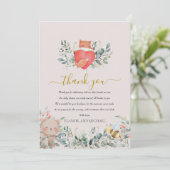 森林動物素朴ボホウォーター色ハート サンキューカード (スタンド正面)