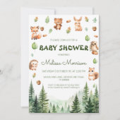 森林動物素朴男の赤ちゃんシャワー 招待状 (正面)