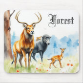 森林動物絵を描の美しい芸術野生動物 マウスパッド (正面)