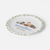 森林動物緑の水彩ベビーシャワー ペーパープレート (アングル)